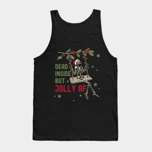 Dead Inside But Jolly AF Skeleton Santa Tank Top